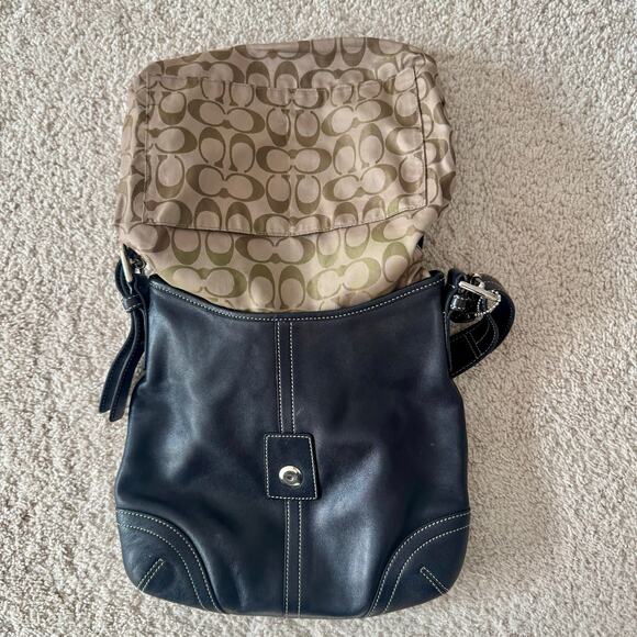 VTG Y2K Coach Soho Covertible Flap Crossbody Black Leather Bag Silver 9480 - Picture 14 of 16